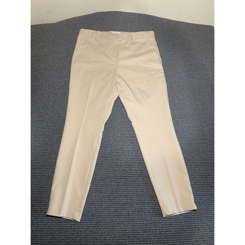 HM Womens Khaki Dress Pants Front Pleat Straight Leg Beige Size 16